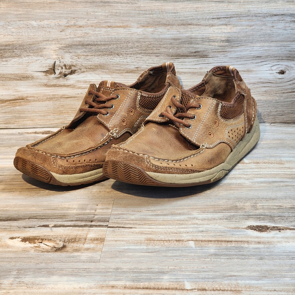 Clarks 1825 Mens Brown Leather Moc Toe Boat Shoes Loafers 73062 Size 8.5 M